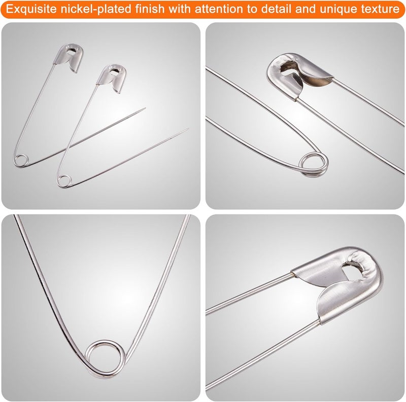NEEWAY Large Safety Pins, Pack of 200, 2.17Inch/55mm Nickel-Plated Safety Pin for Home Decor, Crafts, and Creative Projects - Image 3
